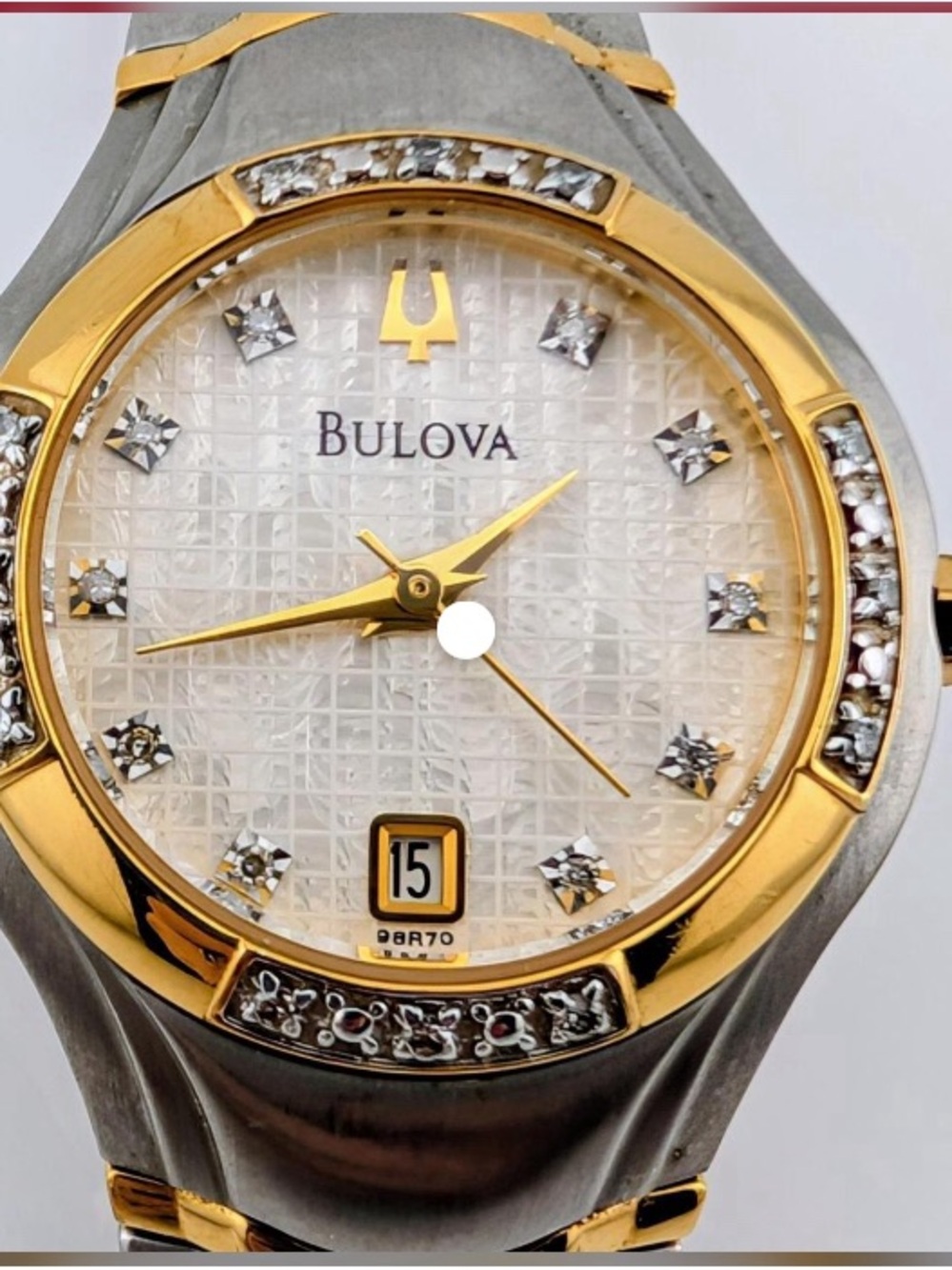 Bulova Women's Two-Tone Gold and Silver Diamond-Accent Watch with White Dial